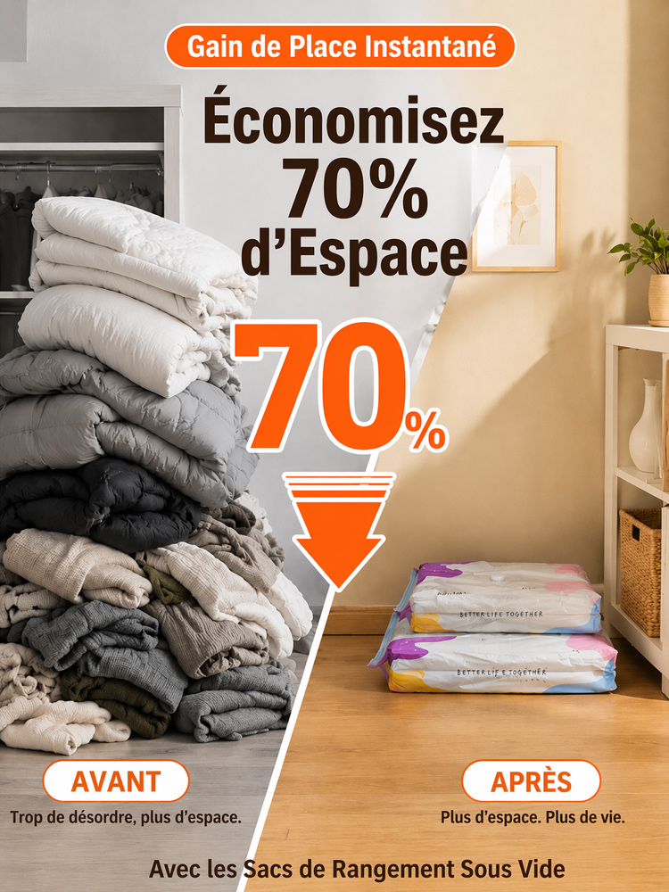 Sac de rangement à compression sous vide anti - rides stéréoscopique