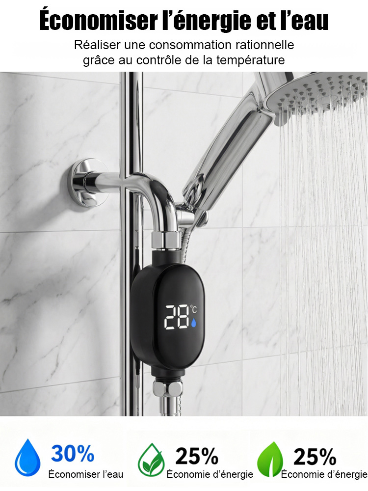 Affichage de température pour pommeau de douche intelligent et étanche