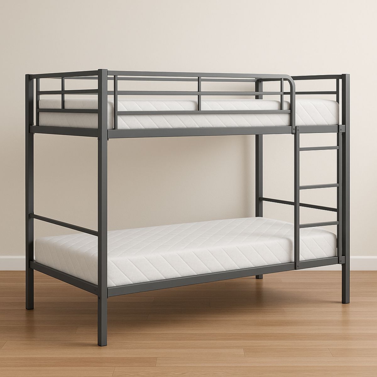 Lit superposé en métal gris 190x90 cm