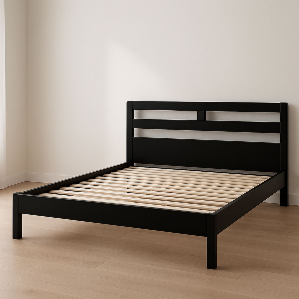 Cadre de Lit en Bois Massif Noir 200x160 cm