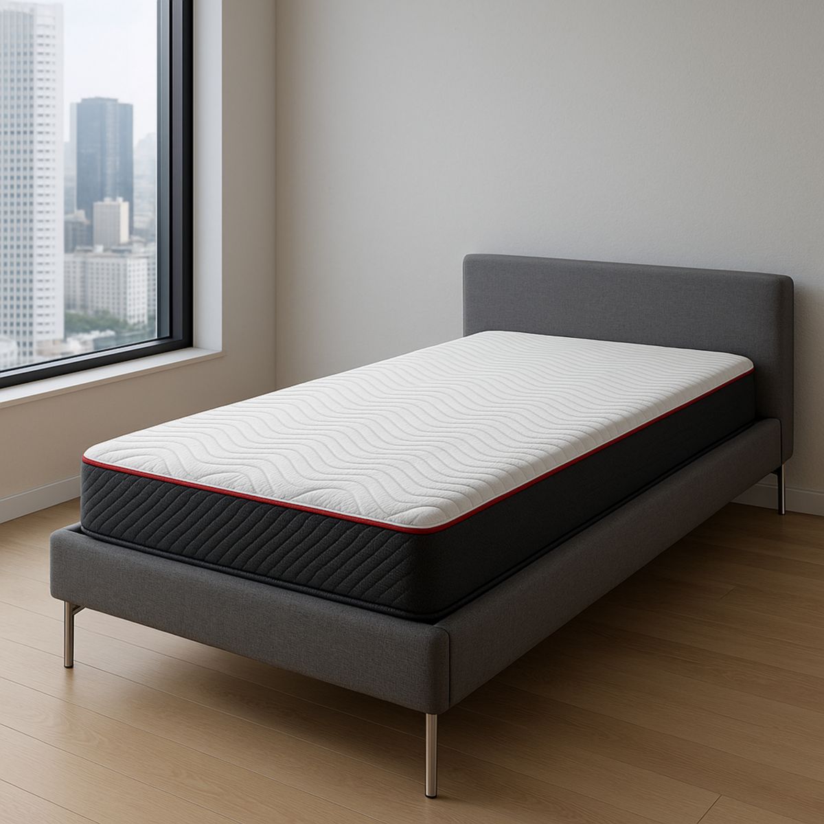 Matelas en mousse à mémoire 90x190 cm Blanc/Noir