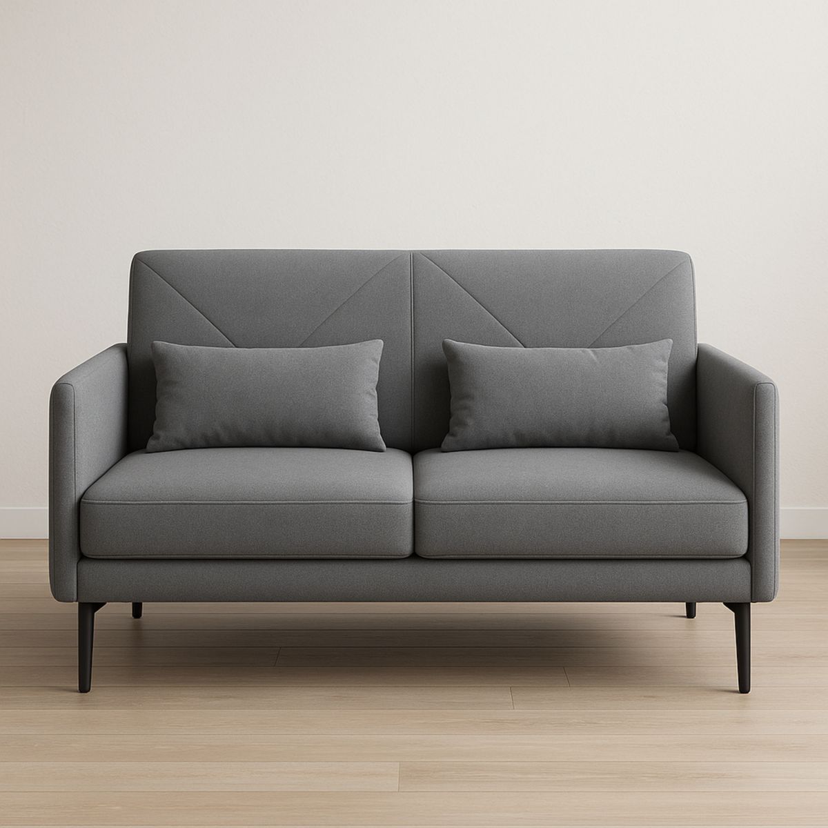 Canapé 2 places tissu polyester gris rectangulaire 190cm