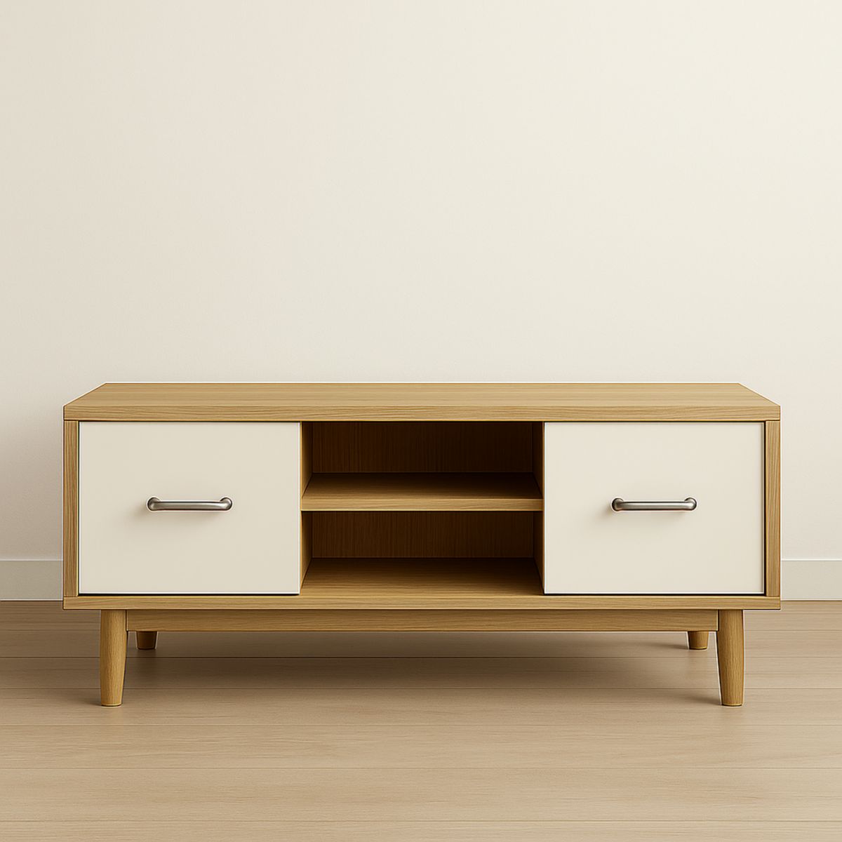 Meuble TV Bois MDF Chêne/Blanc 120x40x50 cm