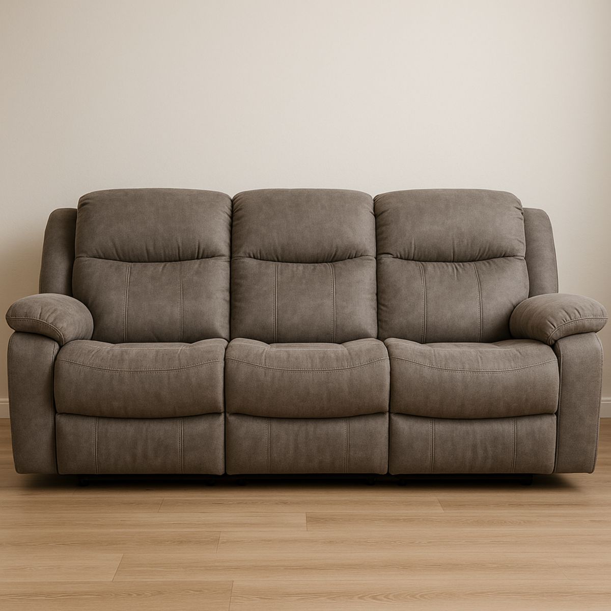 Canapé 3 Places Réglable Tissu Polyester Gris Taupe 210cm