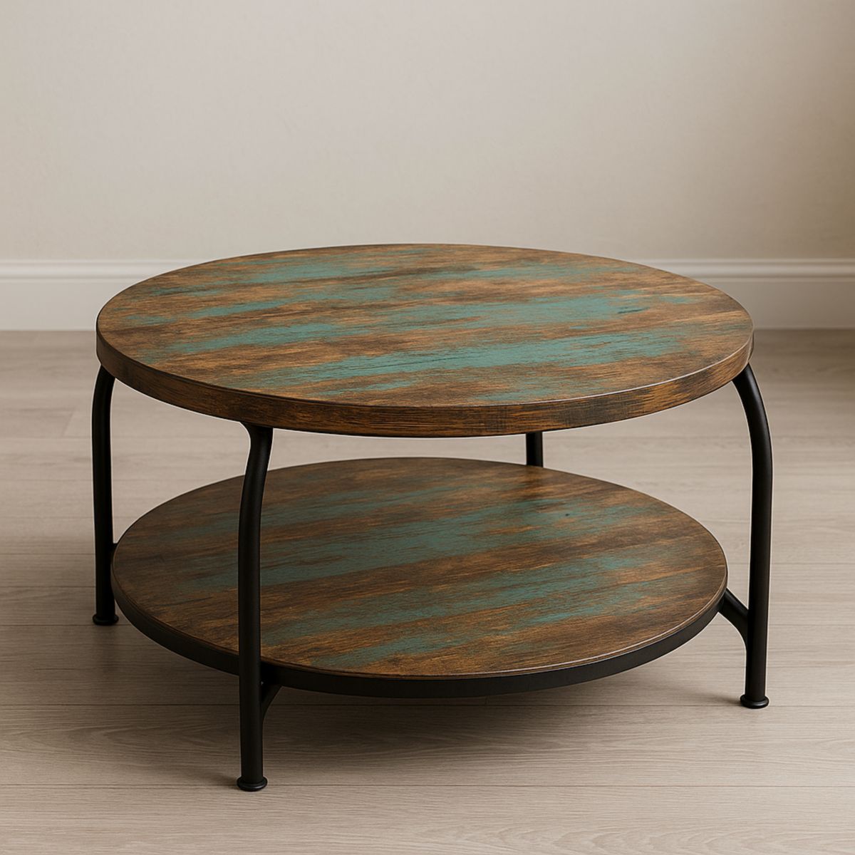 Table basse ronde bois métal 80cm