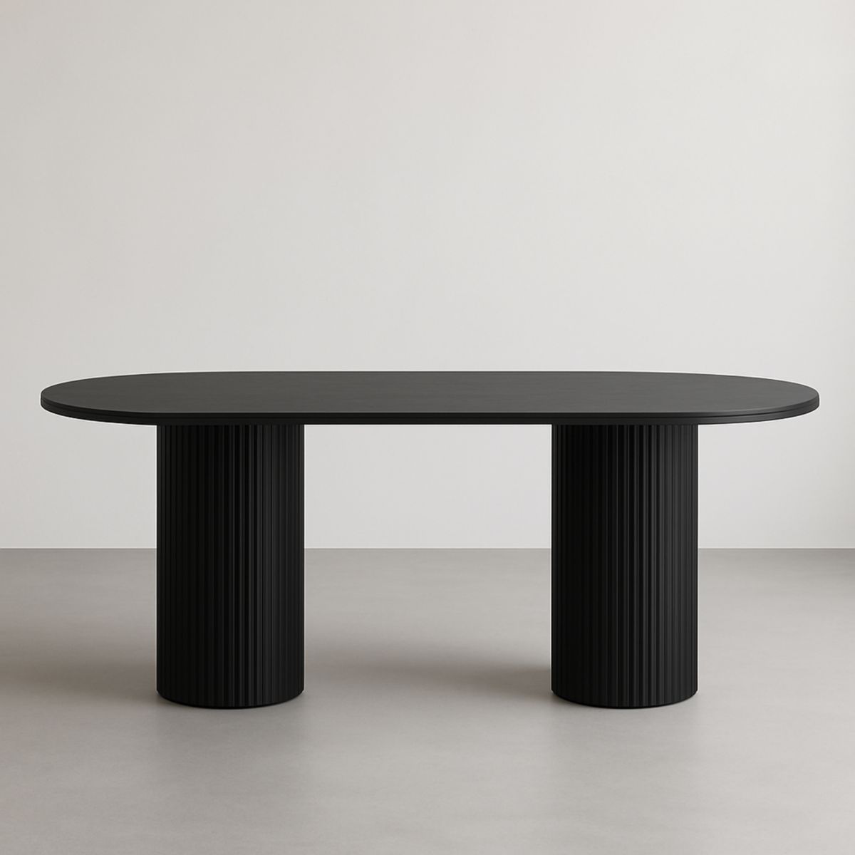Table à dîner ovale en bois MDF noir 200 cm