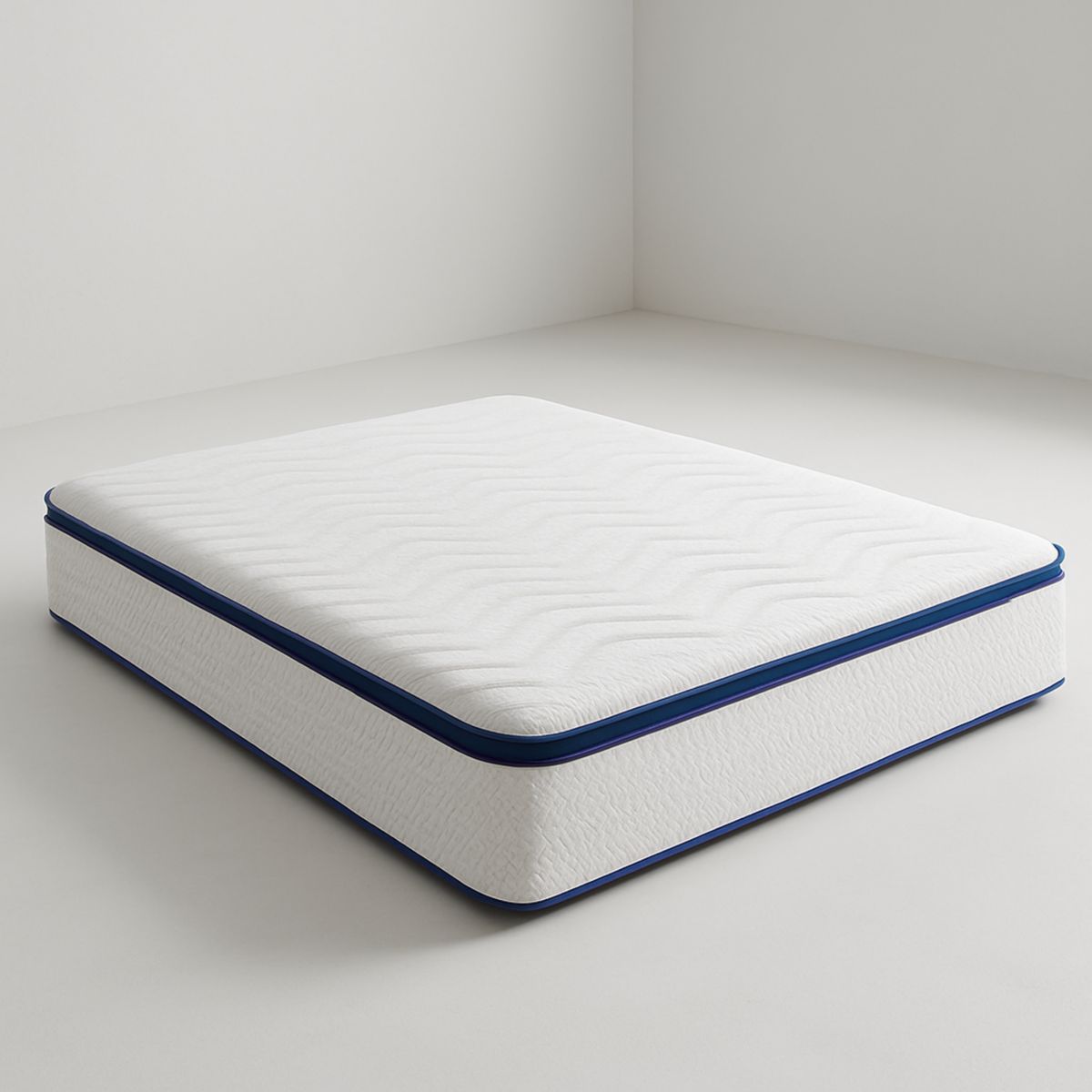 Matelas en mousse à mémoire de forme Blanc/Bleu 200x140x25 cm