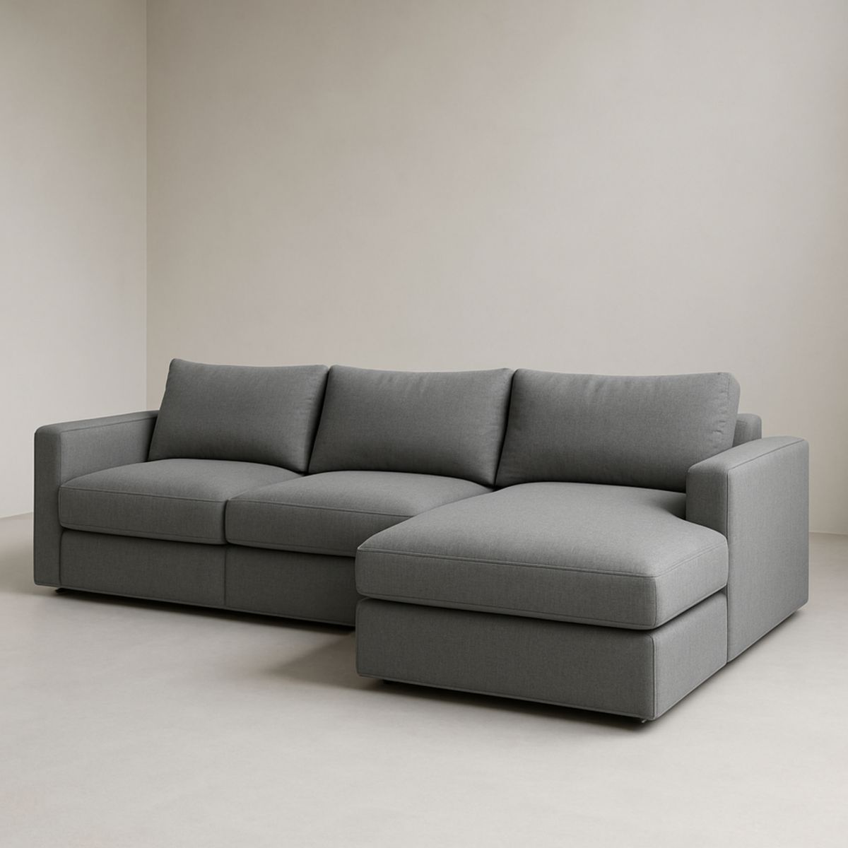 Canapé d'angle en tissu polyester gris de 250x160x85cm