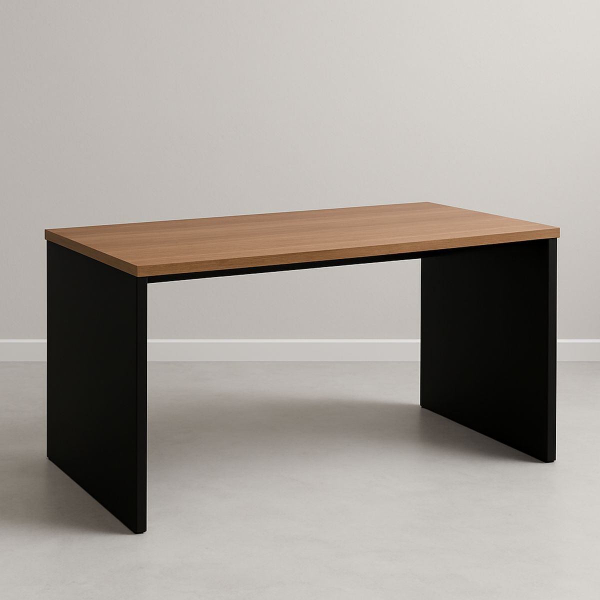 Table Rectangulaire en Bois Frêne Noir/Marron 180x90x75cm