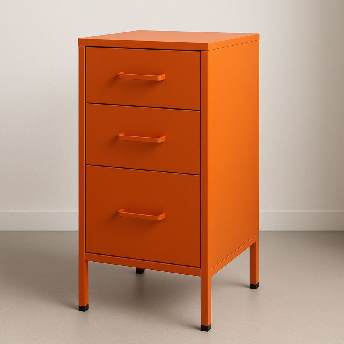 Commode métallique à 3 tiroirs orange 45x60x35 cm