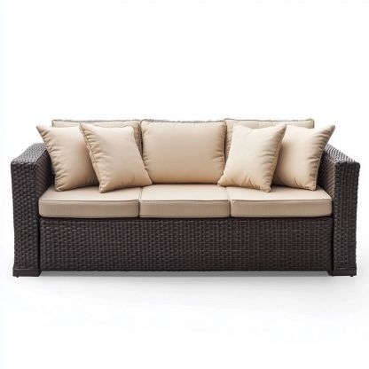 Canapé de Jardin Résine Tressée Beige 3 Places Extérieur