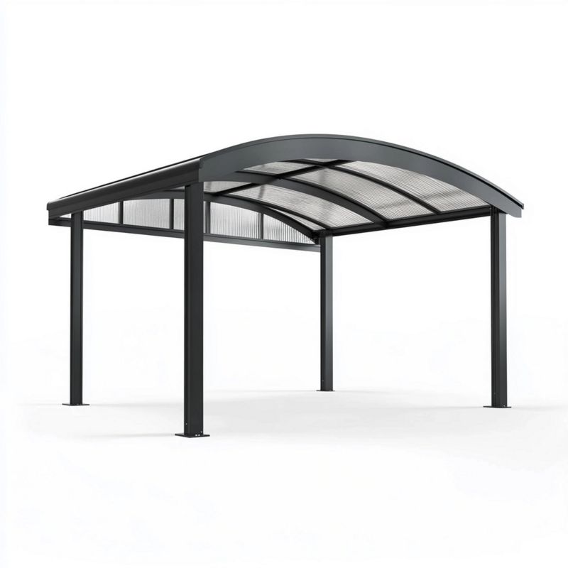 Abri de voiture 300x500 cm aluminium polycarbonate gris extérieur protection pluie/soleil