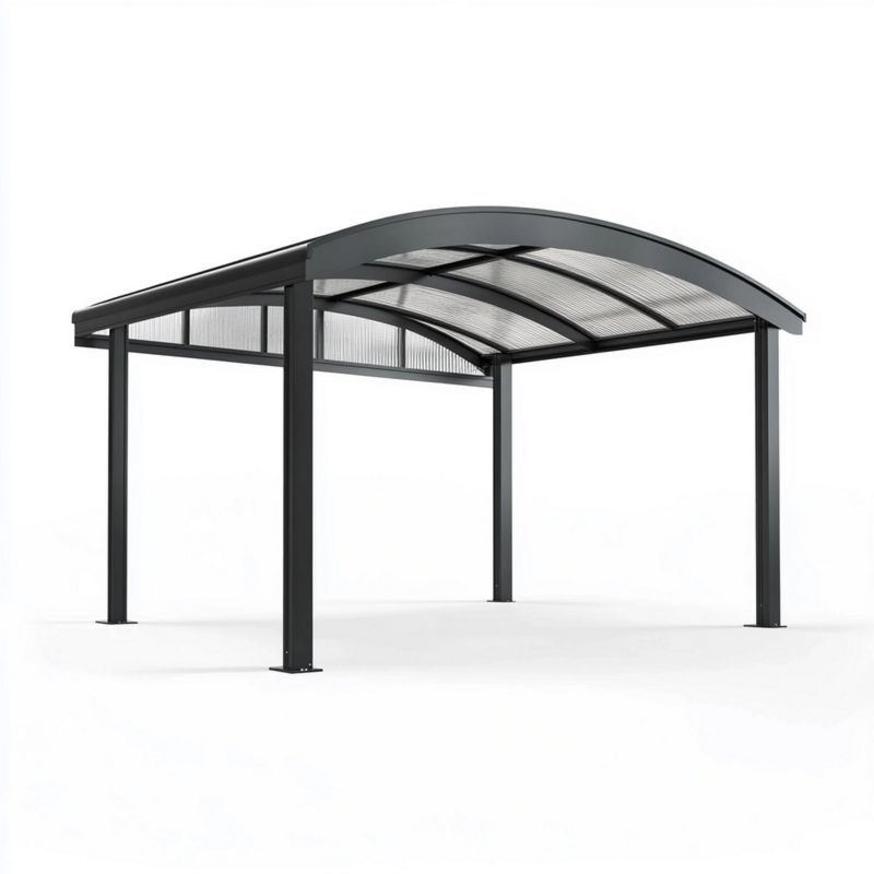 Abri de voiture 300x500 cm aluminium polycarbonate gris extérieur protection pluie/soleil