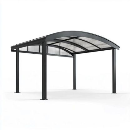 Abri de voiture 300x500 cm aluminium polycarbonate gris extérieur protection pluie/soleil