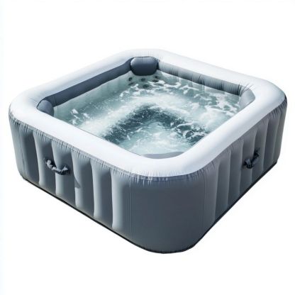 Jacuzzi gonflable 185x185 cm en PVC gris, spa extérieur pour relaxation et bien-être