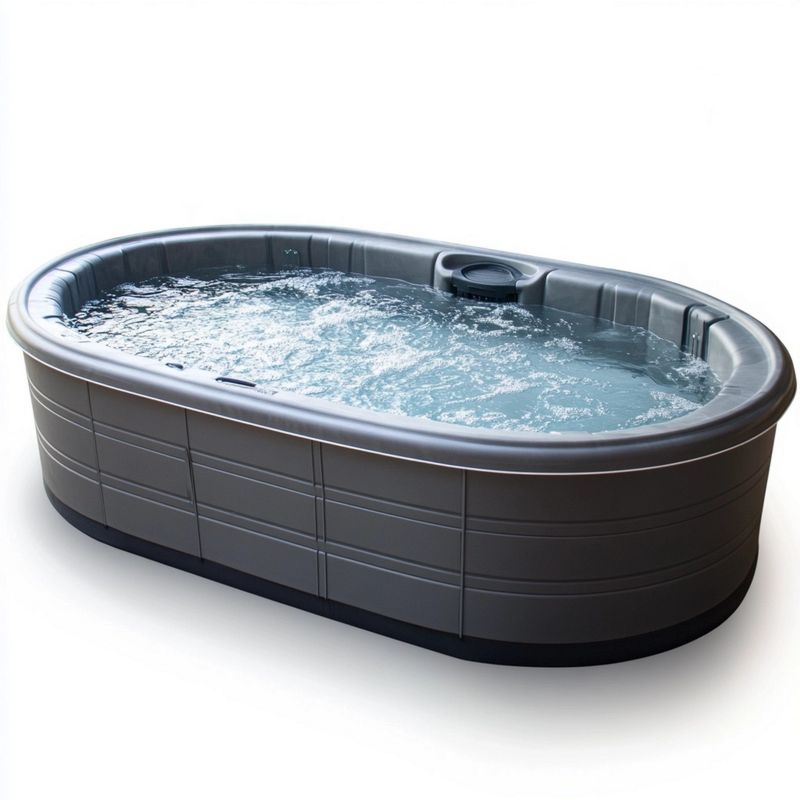 Piscine de spa extérieure ovale, 200 x 160 x 70 cm, en acrylique gris clair, pour détente et relaxation