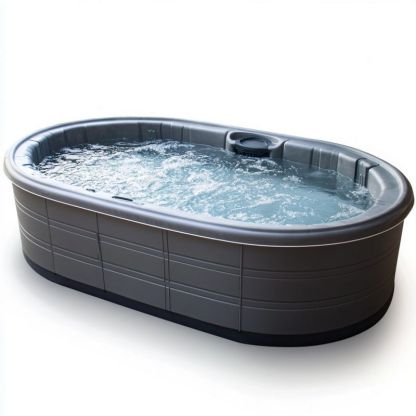 Piscine de spa extérieure ovale, 200 x 160 x 70 cm, en acrylique gris clair, pour détente et relaxation