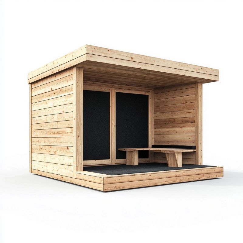 Pavillon de Jardin Moderne en Bois pour Extérieur avec Terrasse et Toit Plat 3x3m Naturel Cabane en Bois