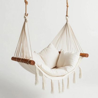 Chaise Hamac Corde Beige Confortable Intérieur/Extérieur