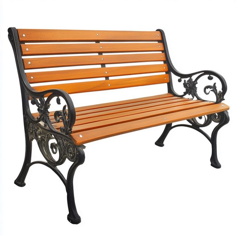 Banc de jardin en bois/fer forgé 120cm extérieur classique