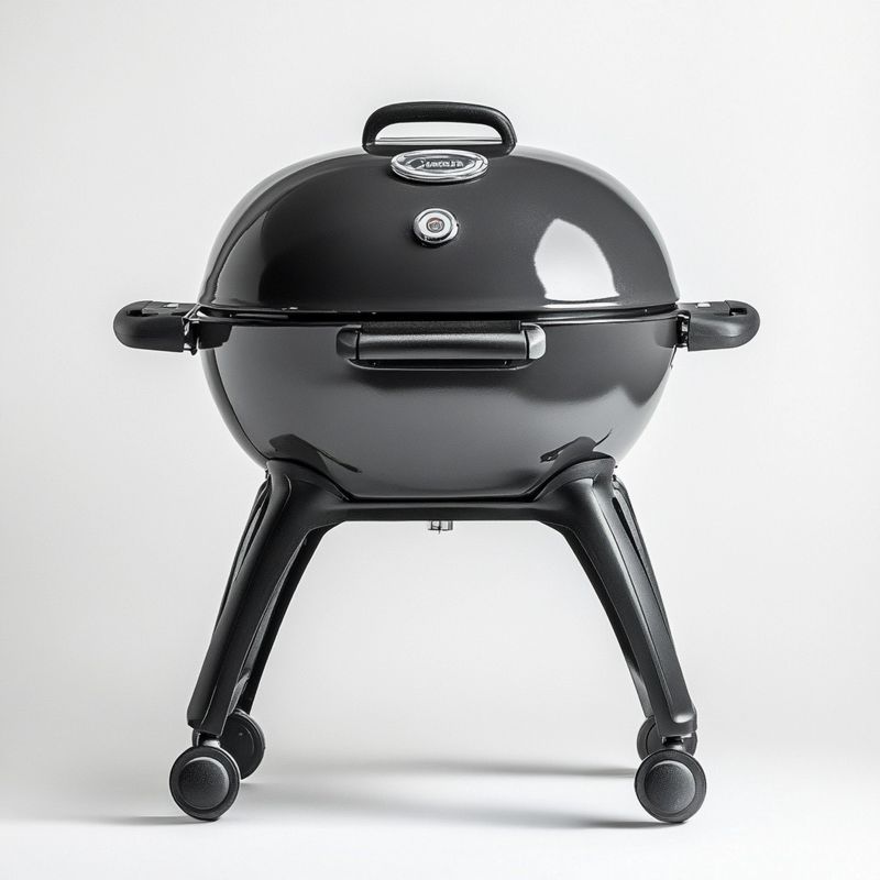 Barbecue à Charbon 50cm Métal Roulant Noir Extérieur