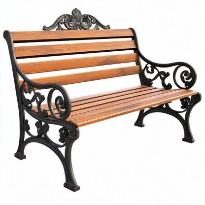 Banc de jardin en bois et fonte Décoratif 120cm pour Extérieur