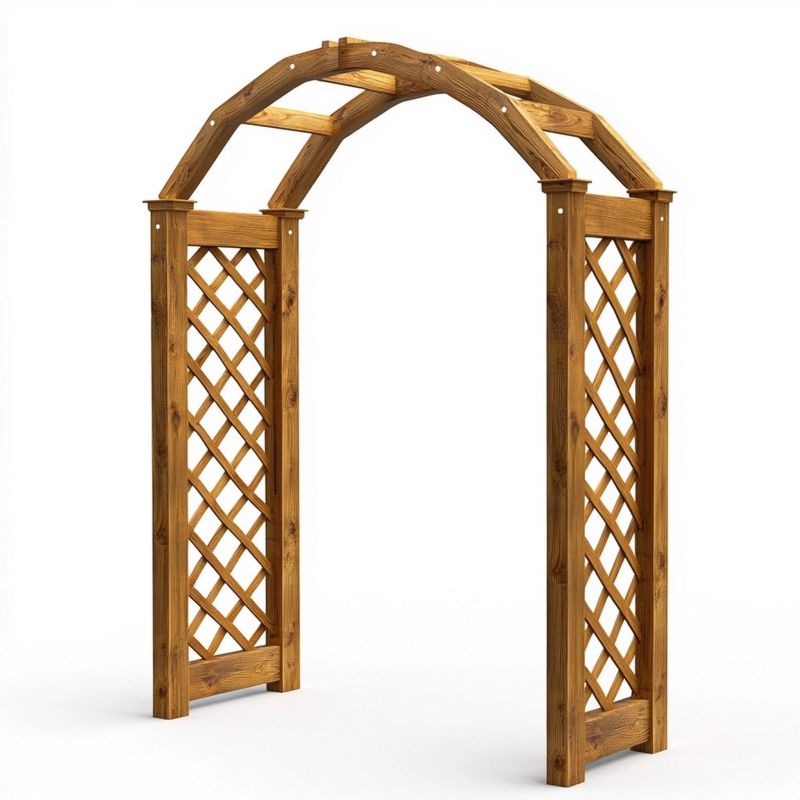 Arche de jardin en bois courbée pour décoration extérieure 210x120x60 cm - Couleur marron