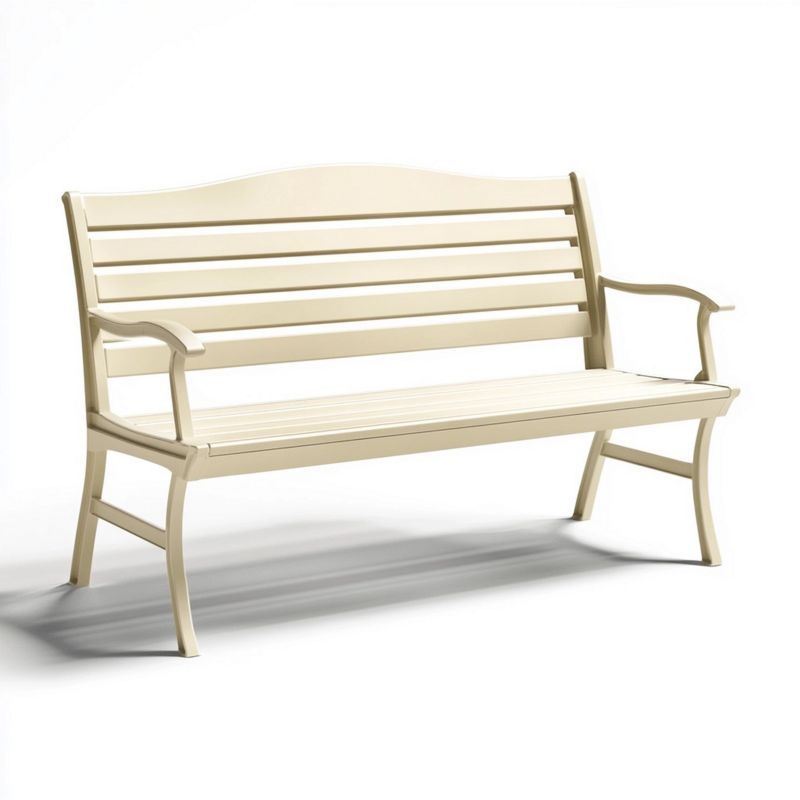 Banc de jardin confortable 150 cm – mobilier en métal beige pour extérieur