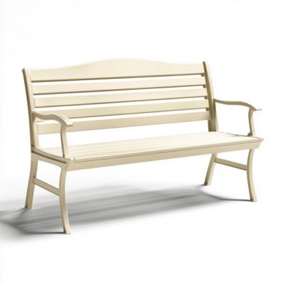 Banc de jardin confortable 150 cm – mobilier en métal beige pour extérieur