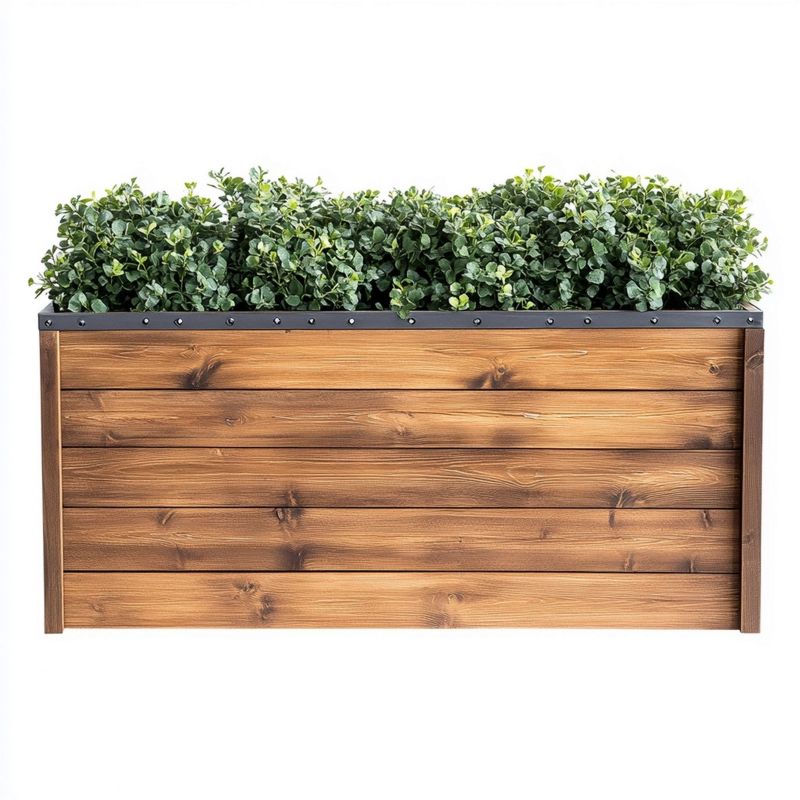 Jardinière d’extérieur en bois 100x40x50 cm marron, pot de fleurs idéal pour balcon et terrasse
