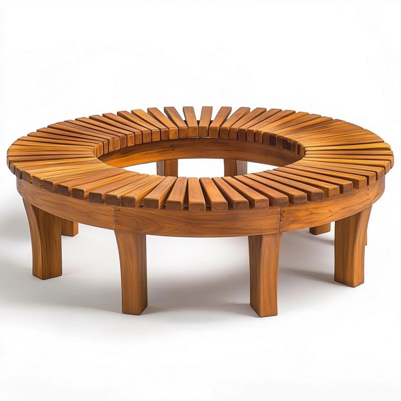 Banc Rond en Bois de Teck pour Jardin/Parc
