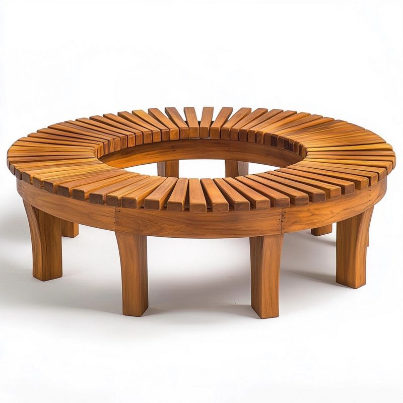 Banc Rond en Bois de Teck pour Jardin/Parc