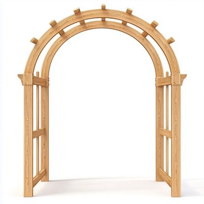 Arche de jardin en bois courbée – Structure décorative extérieure pour plantes 220x120x45 cm – Couleur bois naturel