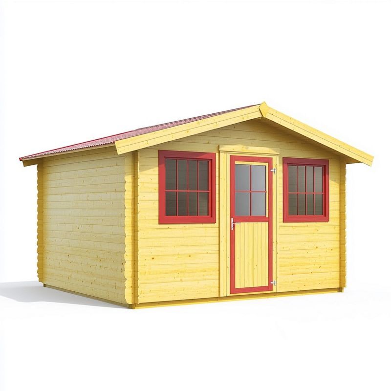 Abri de Jardin en Bois Fenêtre et Porte Domicile Extérieur Jaune/Rouge