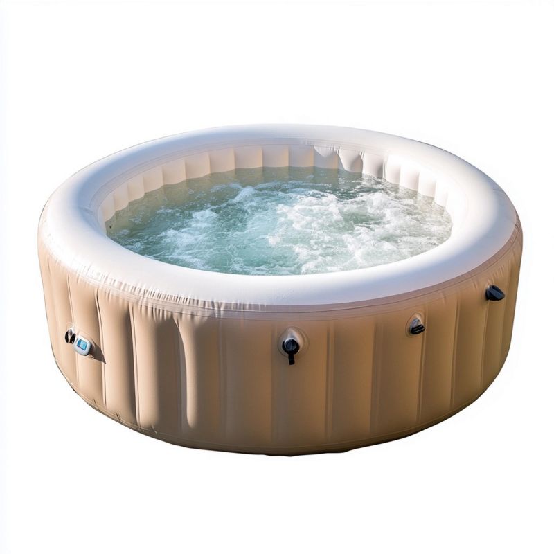 Spa gonflable 4 places PVC Beige Relaxation Jacuzzi extérieur