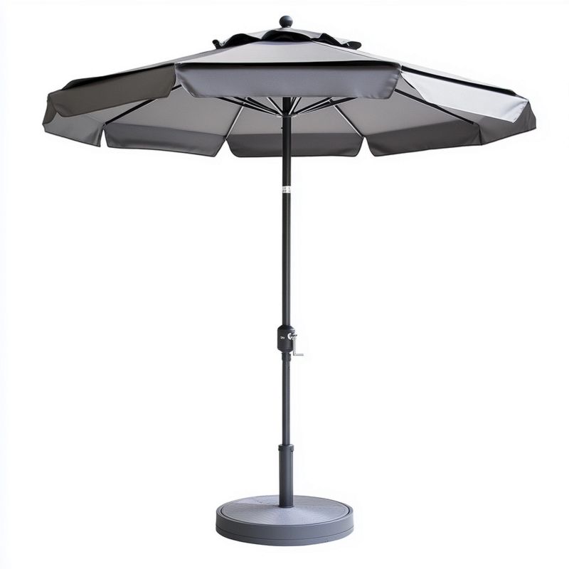 Parasol d'extérieur réglable en hauteur rond 2.5m Gris Jardin Terrasse Aluminium Polyester