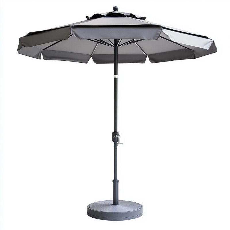 Parasol d'extérieur réglable en hauteur rond 2.5m Gris Jardin Terrasse Aluminium Polyester