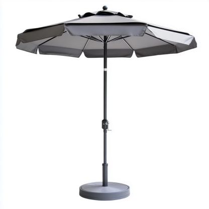 Parasol d'extérieur réglable en hauteur rond 2.5m Gris Jardin Terrasse Aluminium Polyester