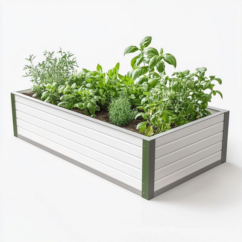 Bac à fleurs rectangulaire jardin extérieur 120x40x30cm Blanc/Vert Métal