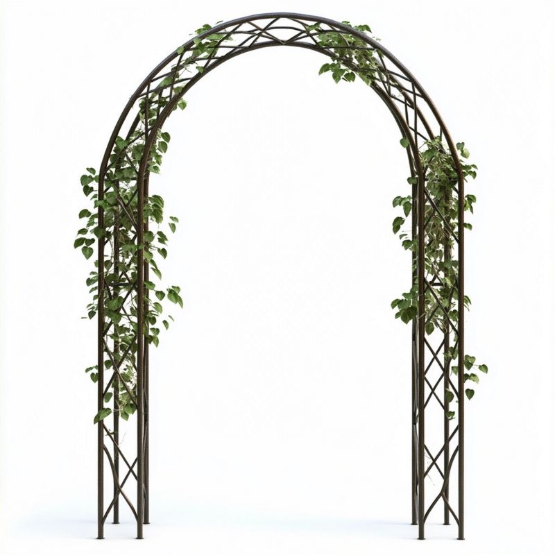Arche de Jardin en Métal pour Plantes Grimpantes Hauteur 2.4m X 1.2m Noir Décor