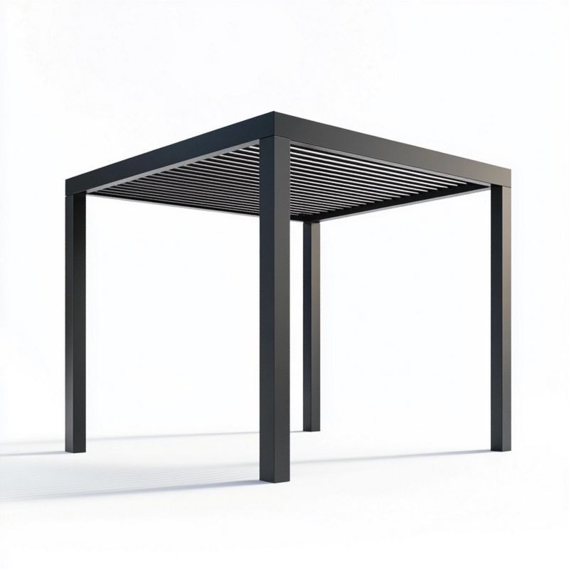 Tonnelle de terrasse moderne en aluminium noir 3x3 m – protection solaire extérieure