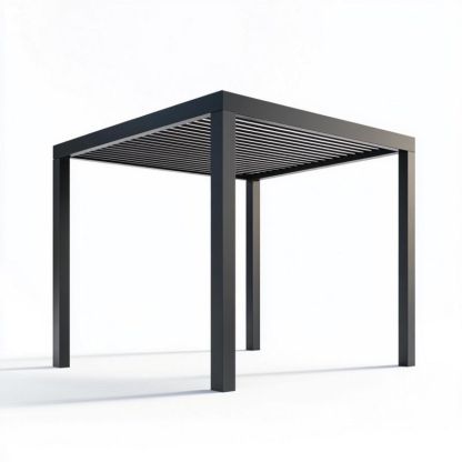 Tonnelle de terrasse moderne en aluminium noir 3x3 m – protection solaire extérieure