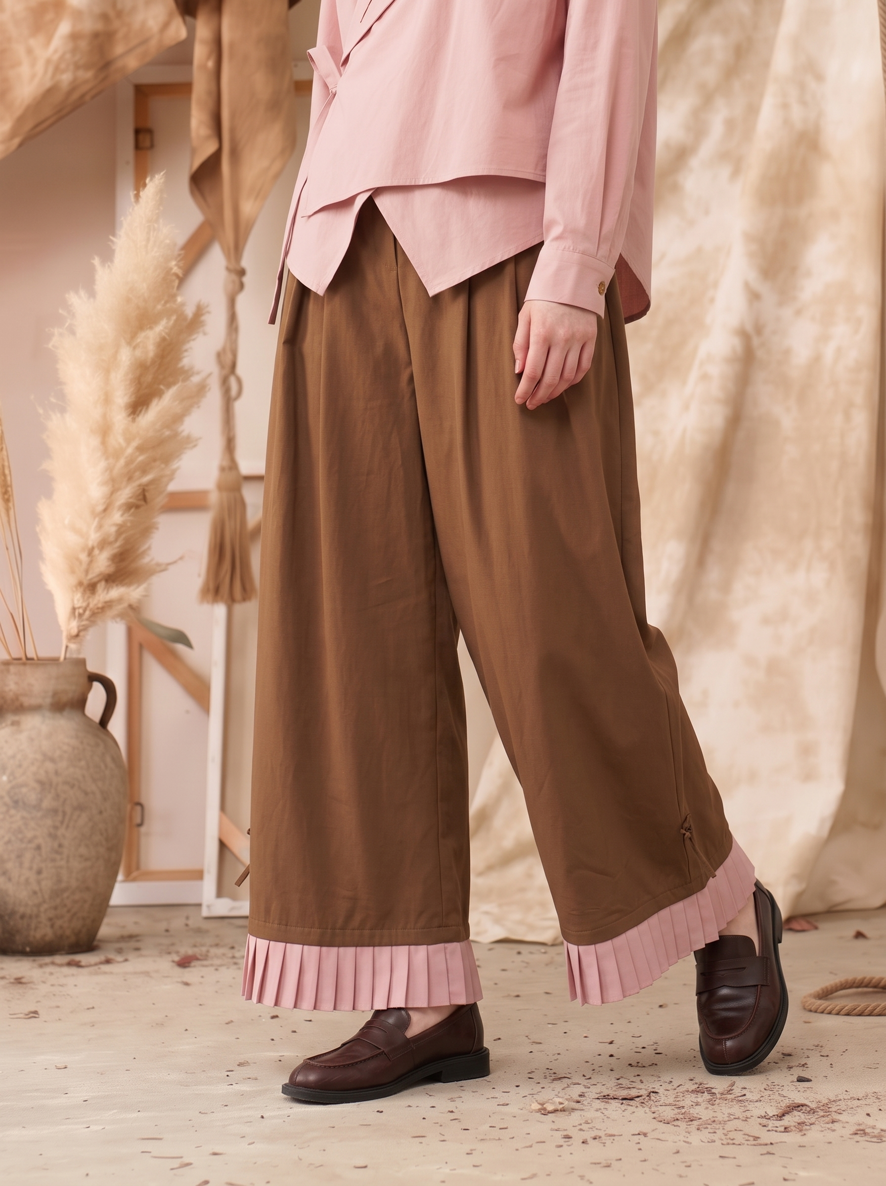 Turn-Down Collar Shirt and Lace-Trimmed Skirt Two-Piece Set-LYONSENS