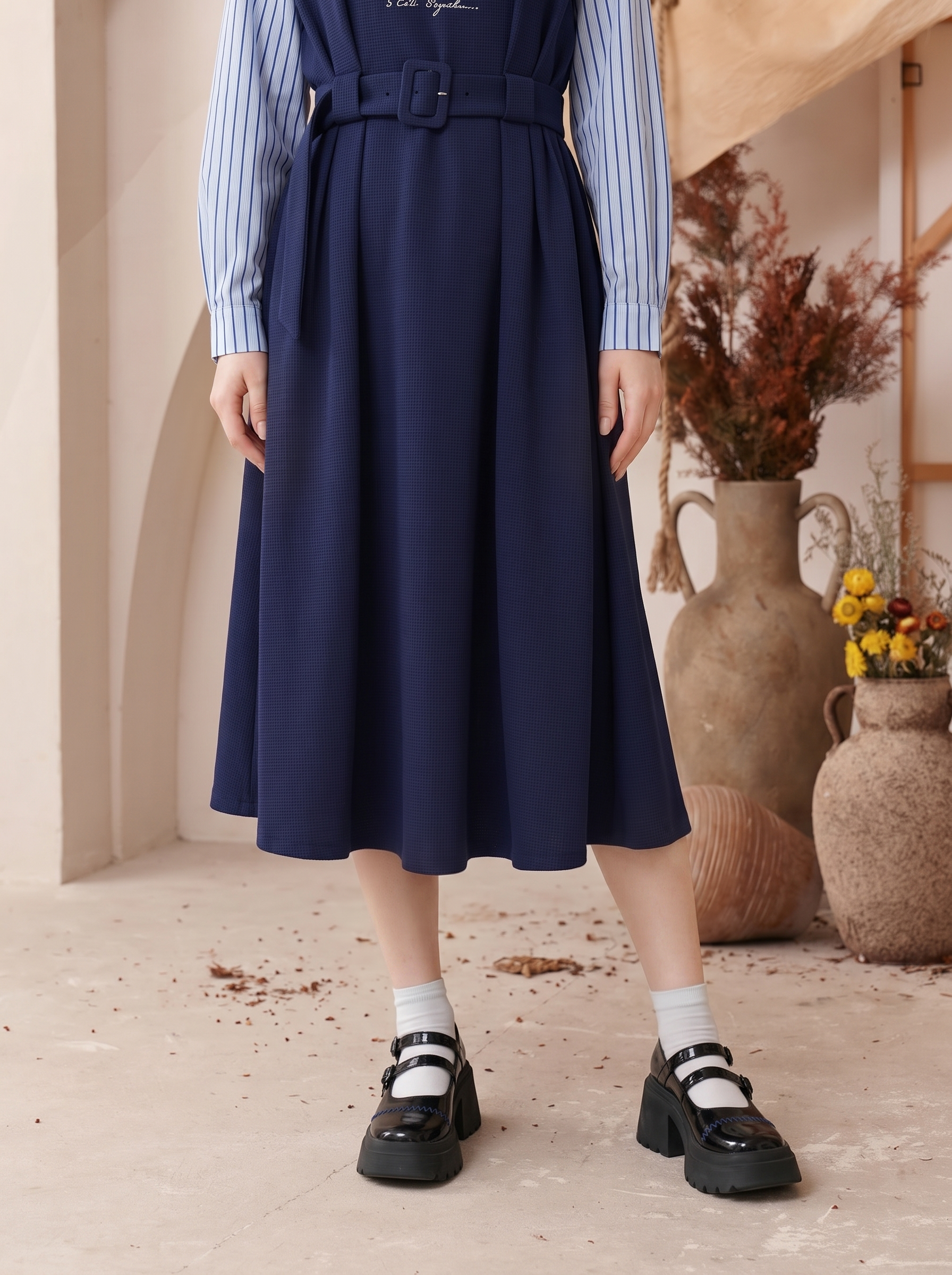 Embroidered Sailor Collar Dress-LYONSENS