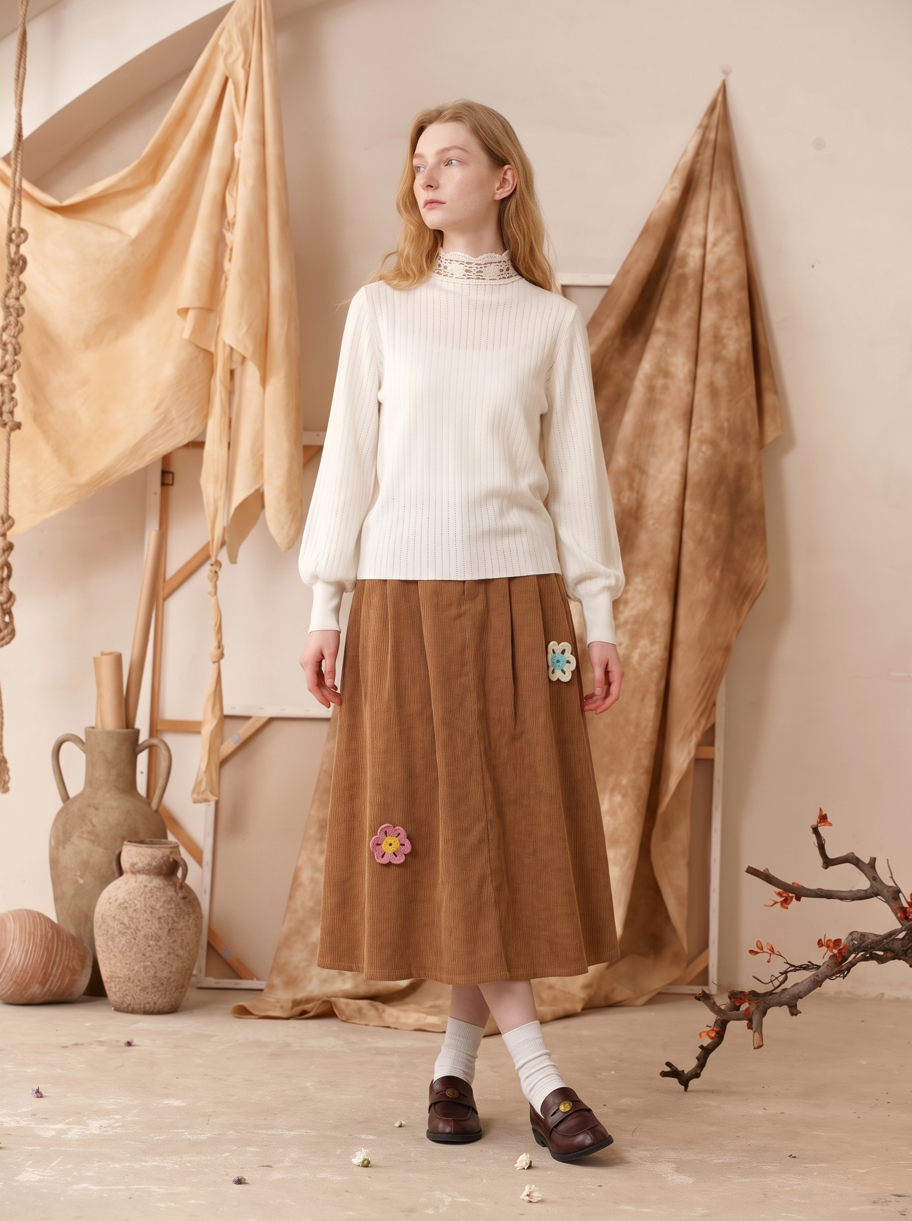 Textured Jacquard Minimal Cropped Wool Knit Top-LYONSENS