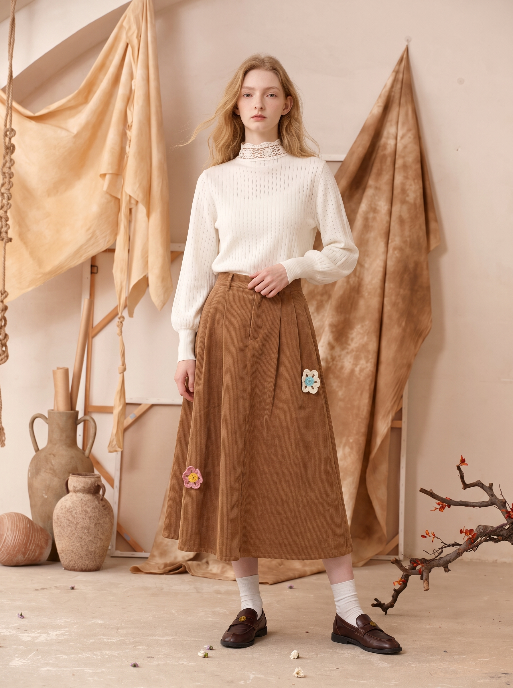Textured Jacquard Minimal Cropped Wool Knit Top-LYONSENS