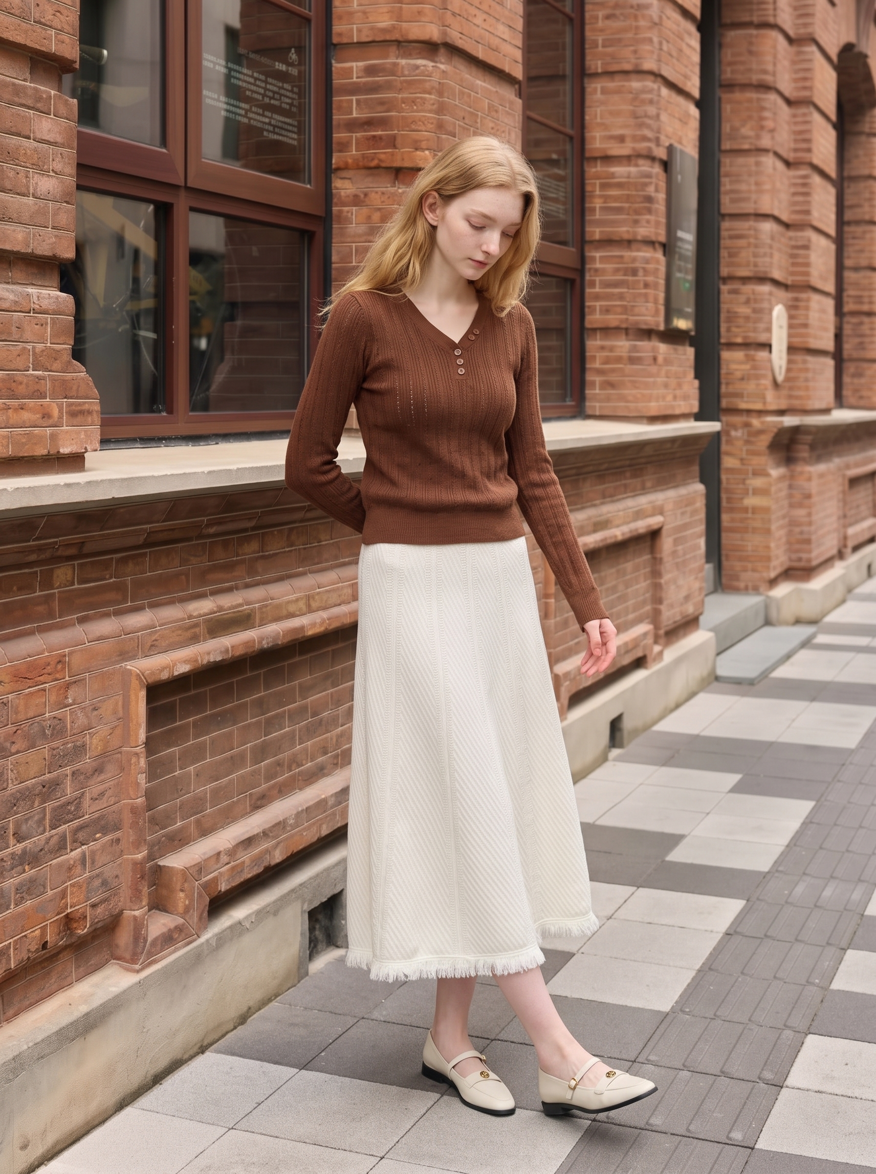 Artistic-style high-waisted plaid skirt-LYONSENS