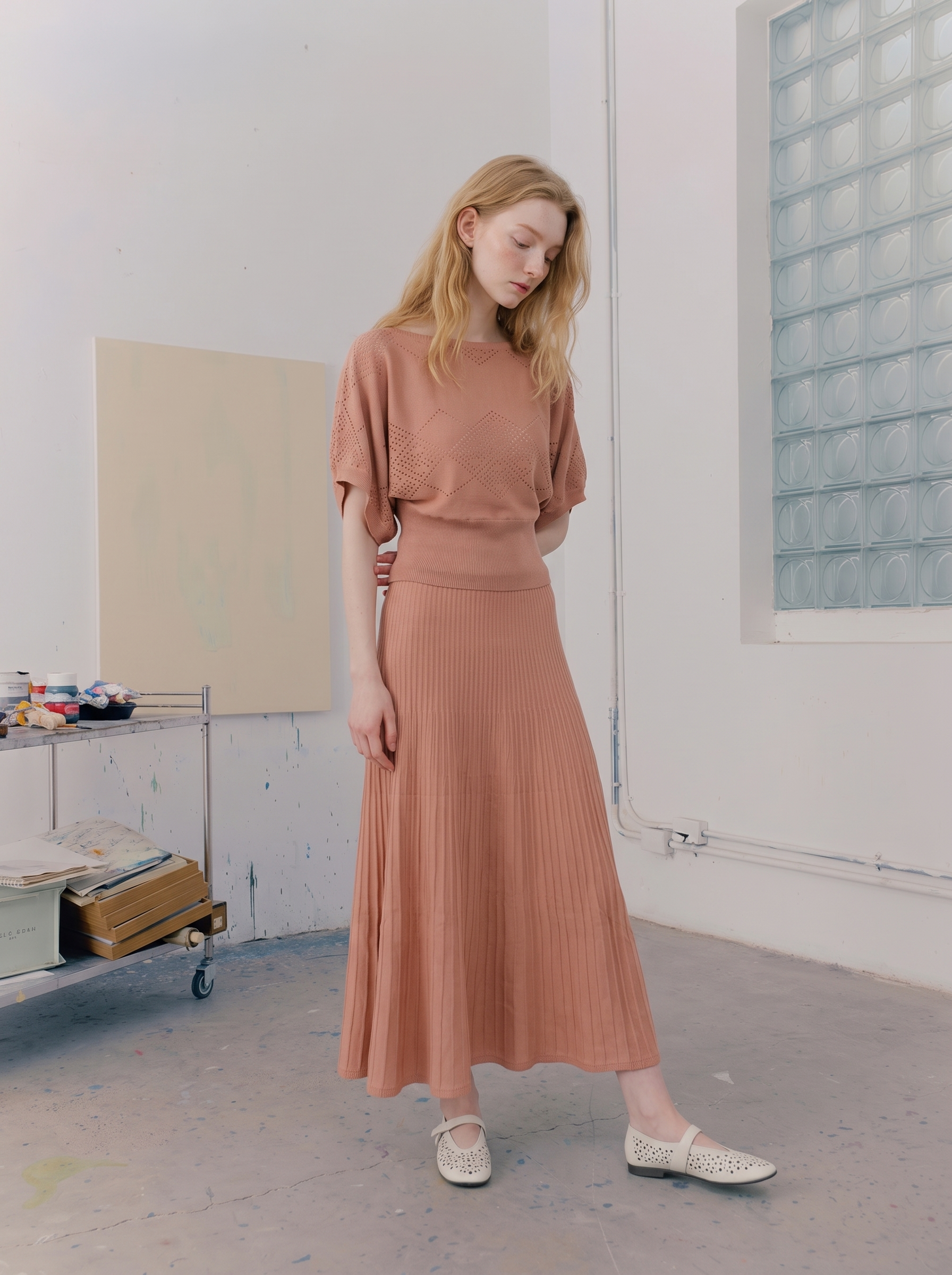 Soft-style long puff-sleeve matching set-LYONSENS