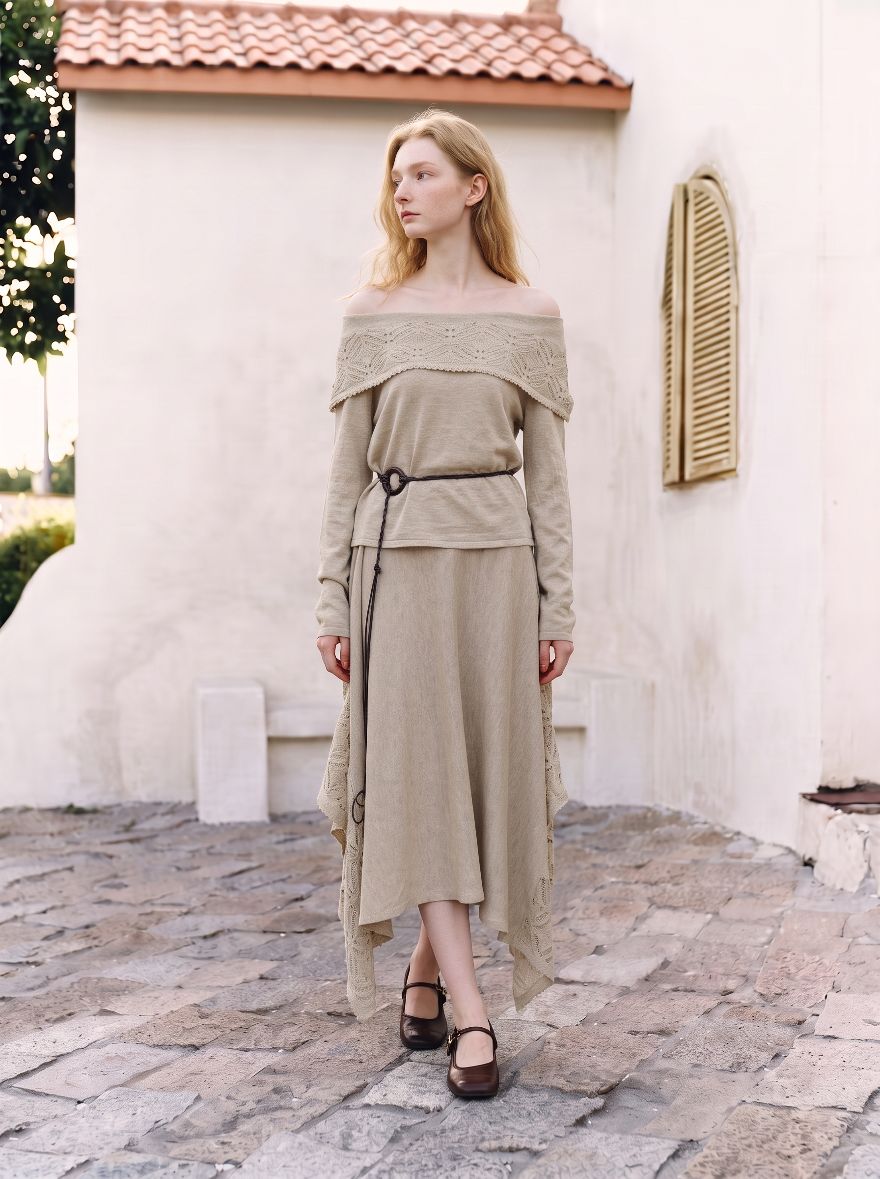 Vintage-style long-sleeved two-piece set-LYONSENS