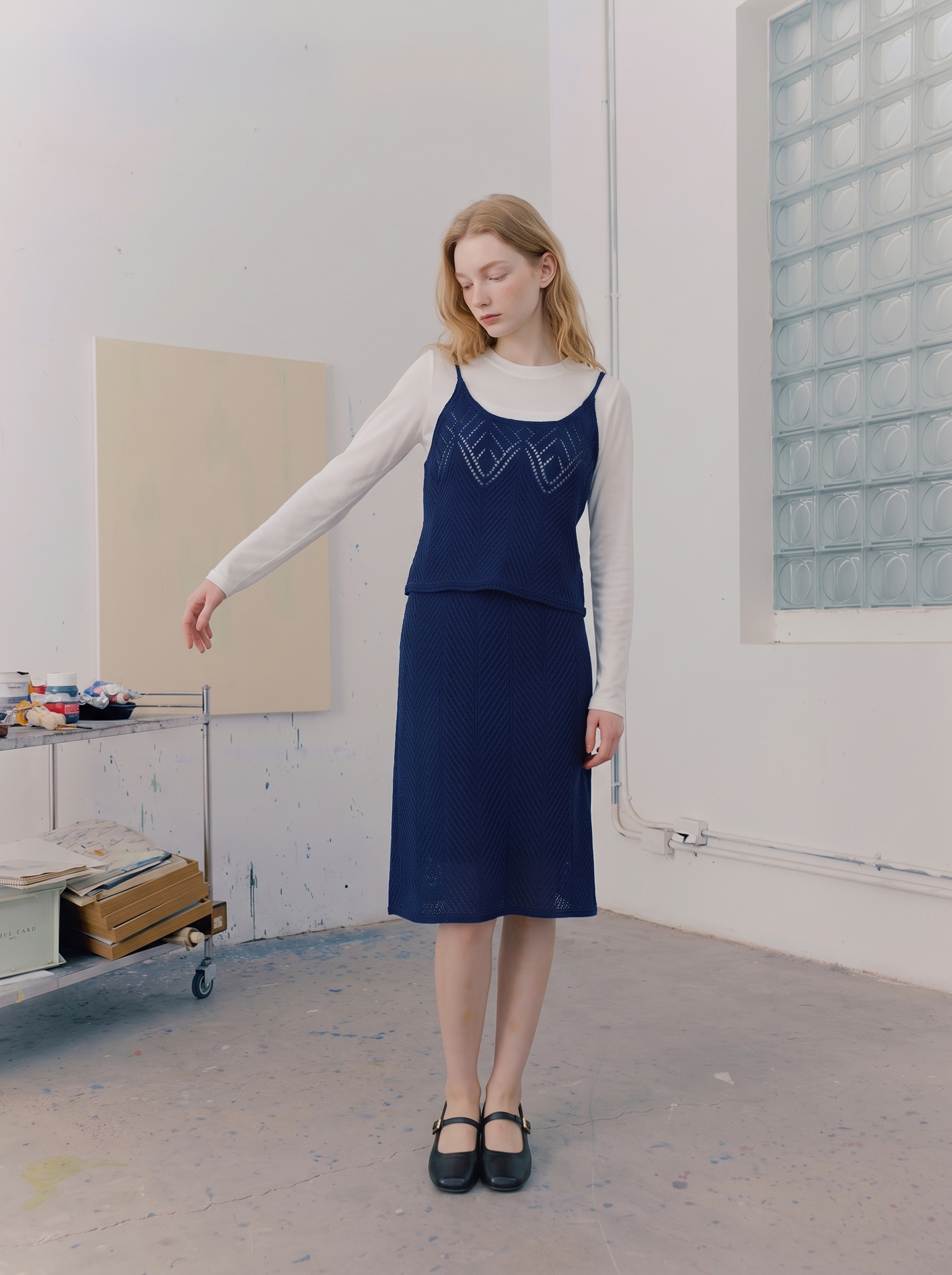Retro layered suspender skirt suit-LYONSENS